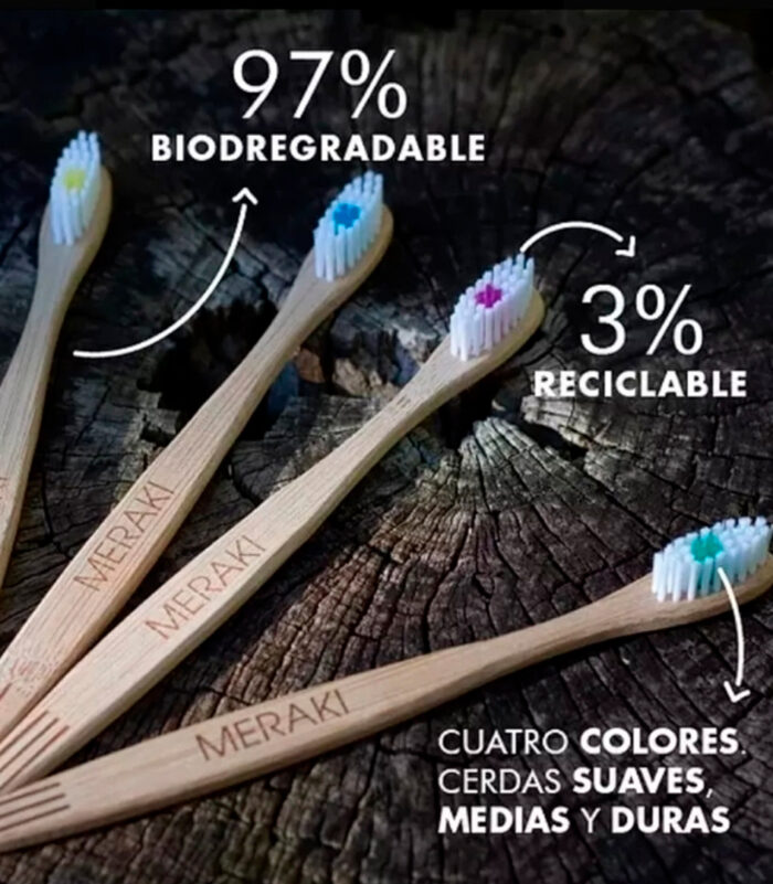 Cepillo Dental Ecológico Bambú Meraki Adulto cerda Suave