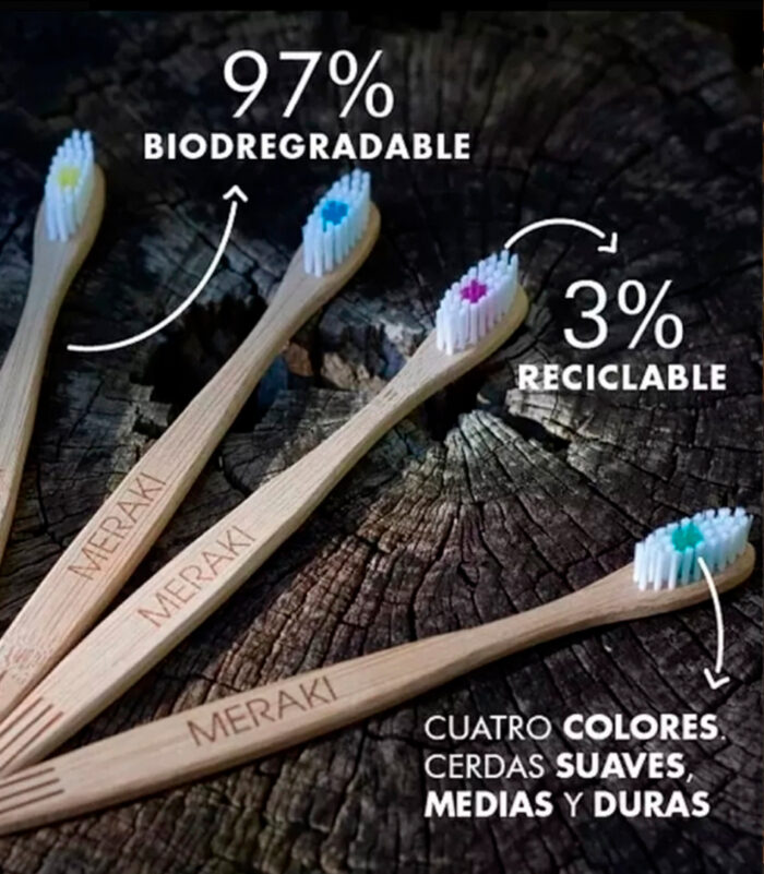 Cepillo Dental Ecológico Bambú Meraki Adulto cerda Mediana